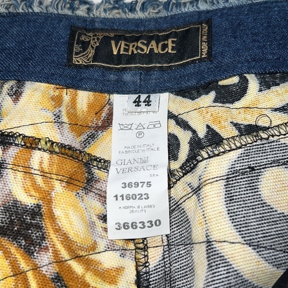 Versace Chaos Couture Studded Archival Print Denim Fringe Jeans Size 44​​​ - Picture 8 of 16
